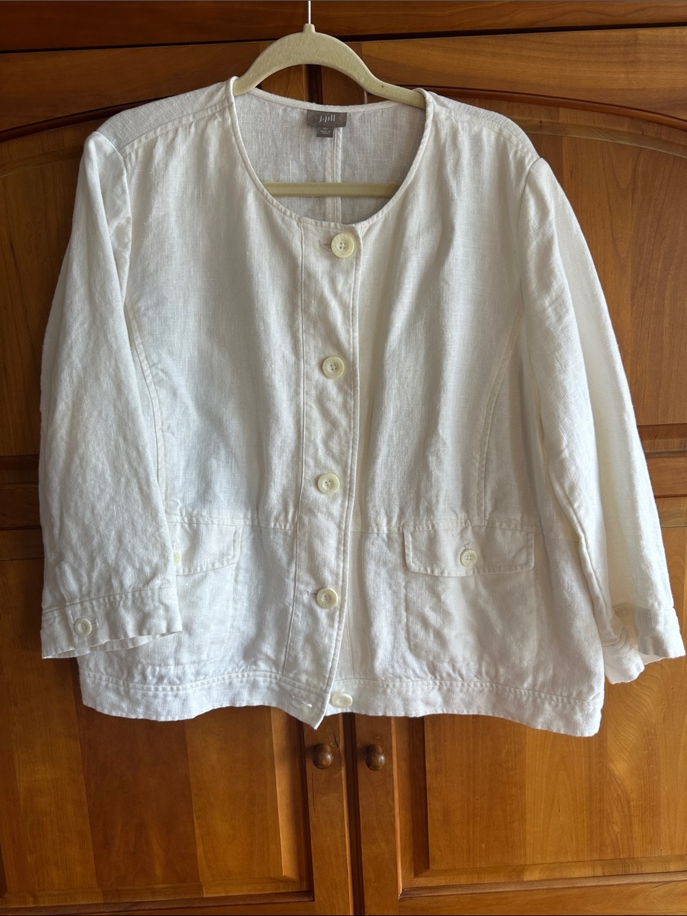 J. Jill , White, Button-Front Linen Jacket XL, NWOT